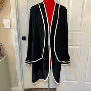Vintage Tally Taylor Long Sleeve Sheer Jacket Cardigan Black & White Womens 14W